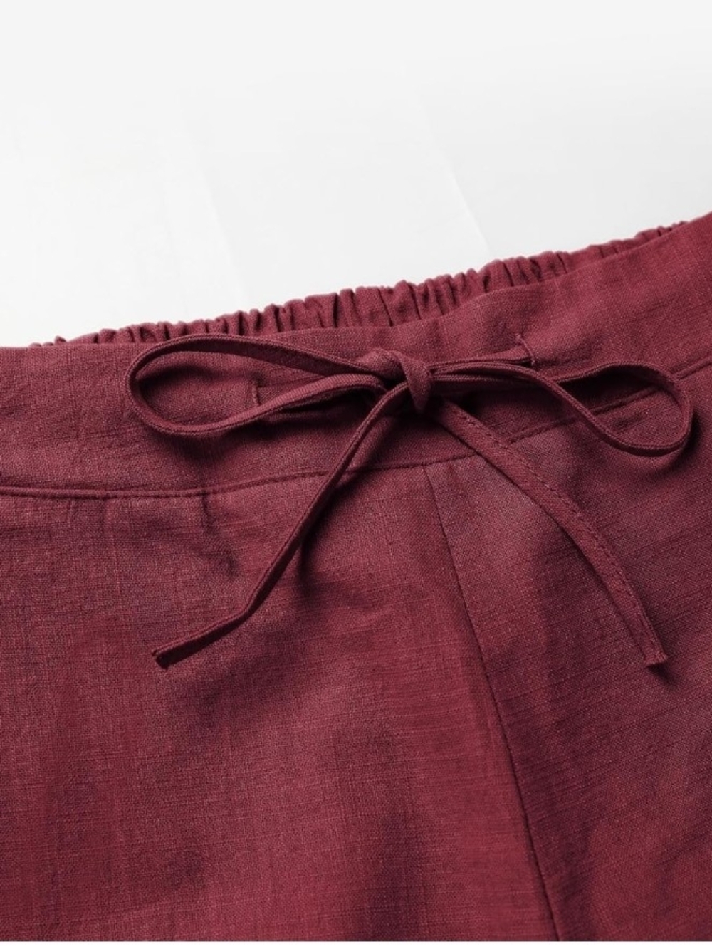 NWT Wine Red Drawstring Linen Pants Size XXL